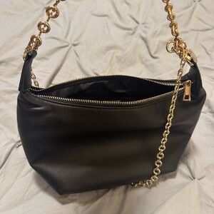 A New Day Black and Gold Shoulder Bag with Chain Detail
